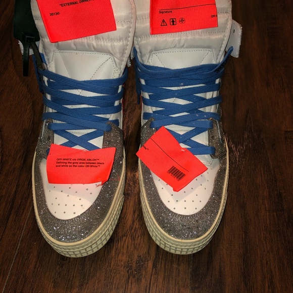 OFF-WHITE Off Court 3.0 High Top Sneaker Glitter White/Silver SZ44 - Picture 2 of 15